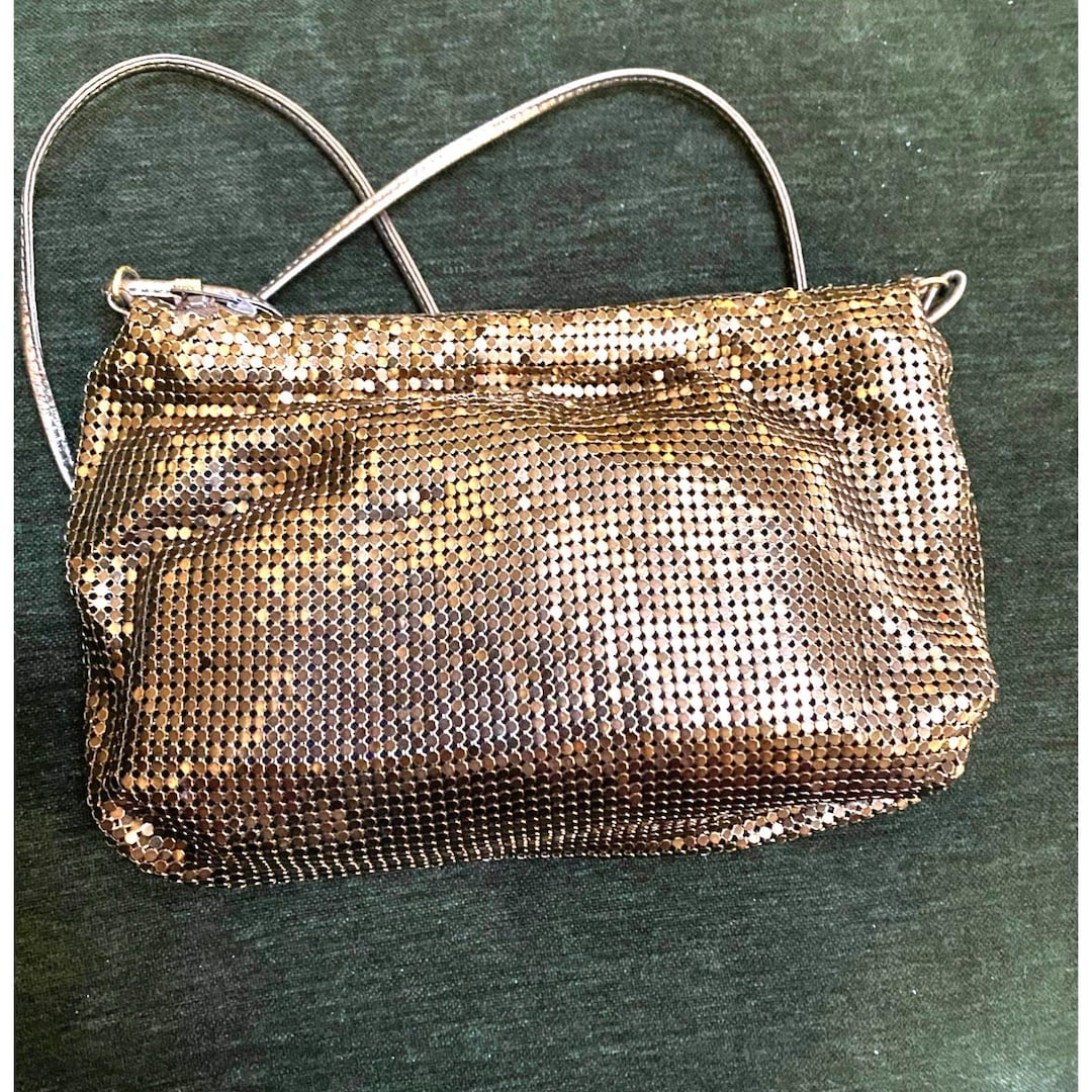 Vintage Whiting and Davis Mesh Bag Metallic Bronze 80s Glam