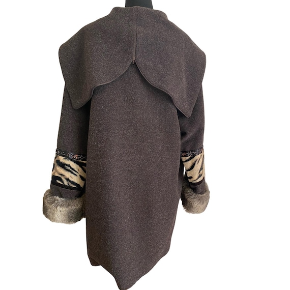 Vintage Didier Parakian Designer Unique Brown Hooded Lambswool 