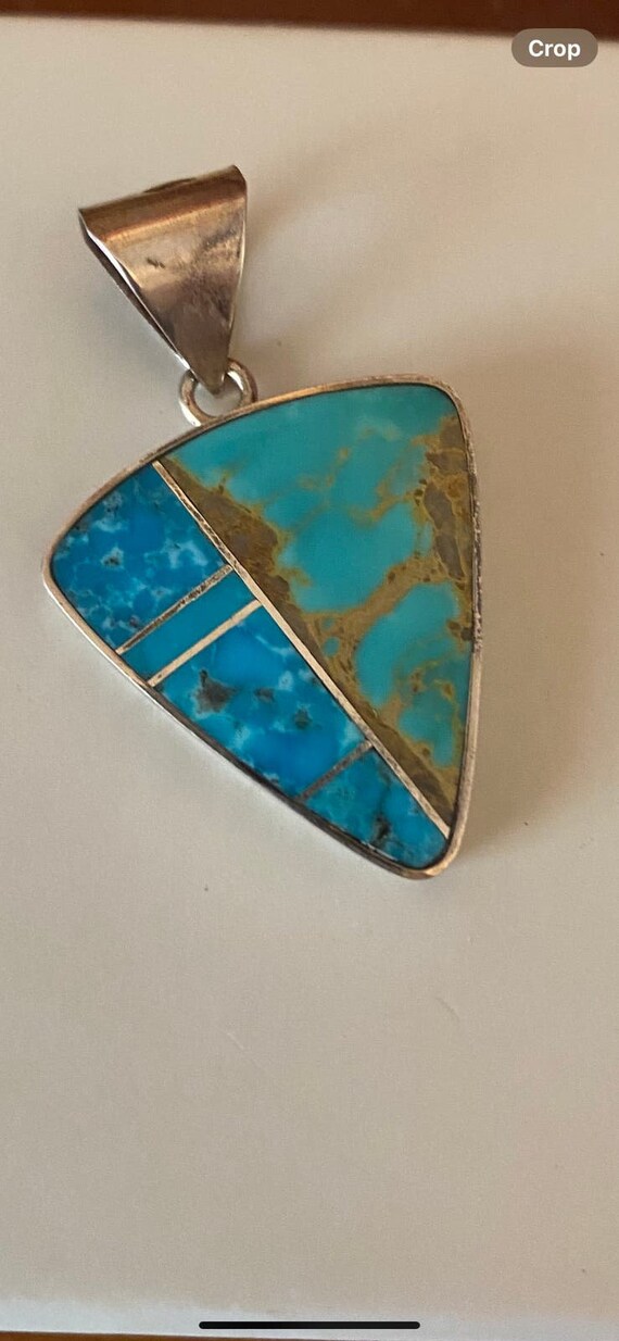 Natural Turquoise and  Sterling Silver  pendant b… - image 3