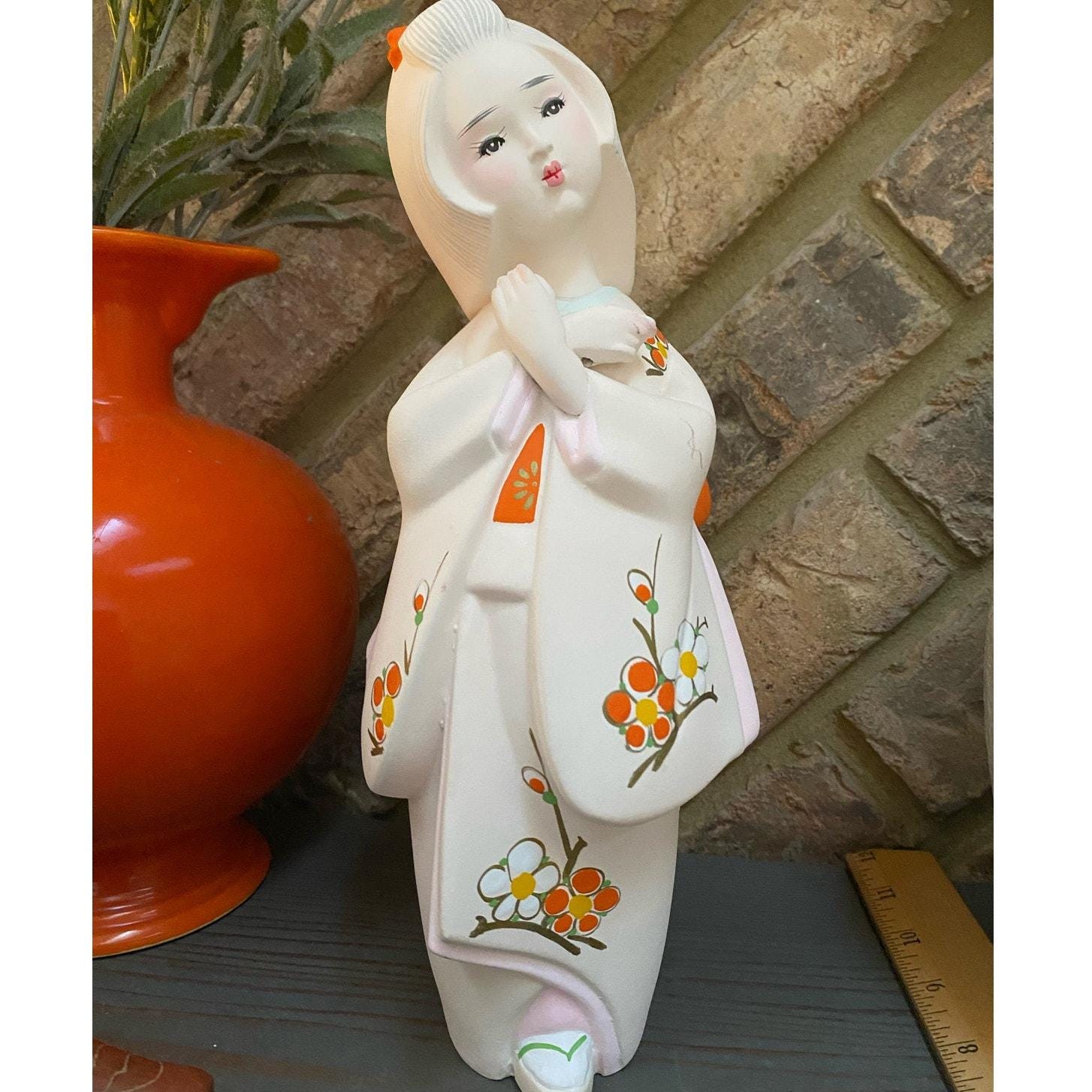 Vintage Hakata Ningyo Doll Unglazed Hand Painted 11