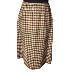 VTG-geruite Pendleton-rok midi wol jaren 70 preppy roze/rood groen geelbruin maat S Secretary