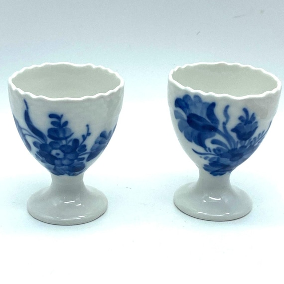 ロイヤルコペンハーゲン　青い花模様 蓋付きカップ2個セット Royal Copenhagen Blue Flower Cup and Saucer/ロイヤルコペンハーゲン