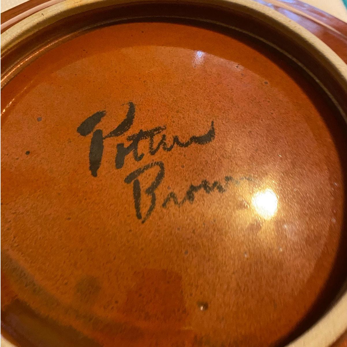 工芸品 Bjufdcu Potters Brown Signed Low Bowl Contemporary Doug Potters