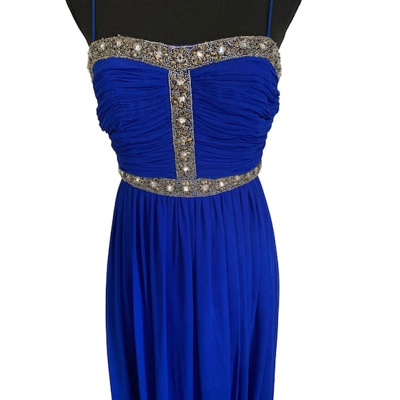 Buy Royal Blue Beaded Flowy Chiffon Size 2 Gown Prom Wedding Aiden Mattox  India Online in India - Etsy