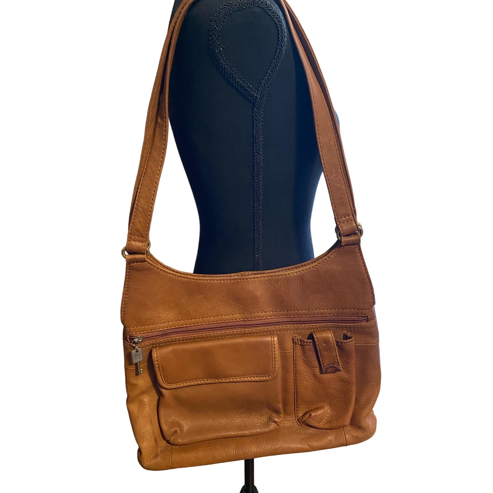 Vintage Fossil 75082 Brown Leather Key Shoulder Bag Vintage Fossil Handbag Etsy