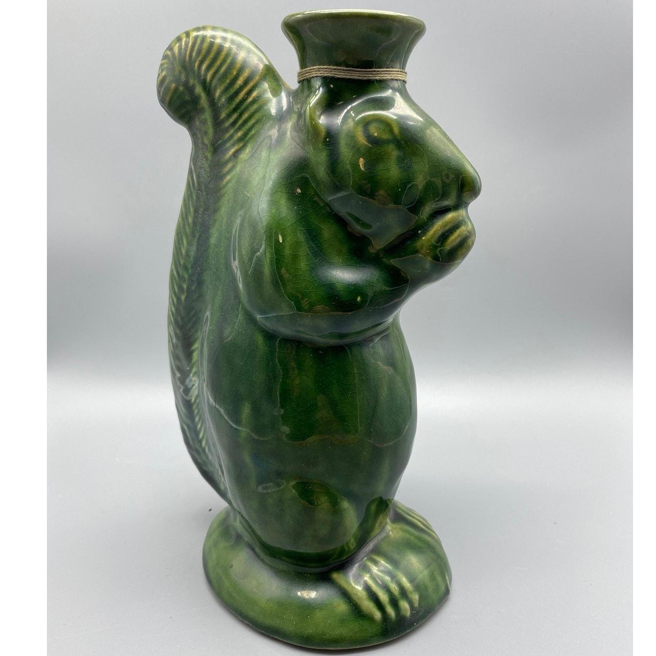 Rowe Pottery Old Salem Collection Green Squirrel Candle