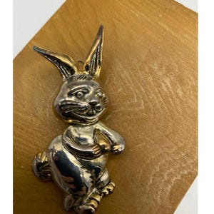 Vintage Silver and Gold Tone Rabbit Pendant Brooch