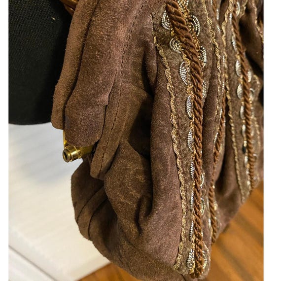 BRIZZOLARI Brown SUEDE Leather CROSSBODY Tassel Purse Made in Italy View 4