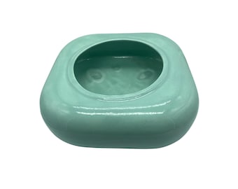 Vintage 1980s Light Green Ceramic Vase Post Modern Art Deco Abstract Shape
