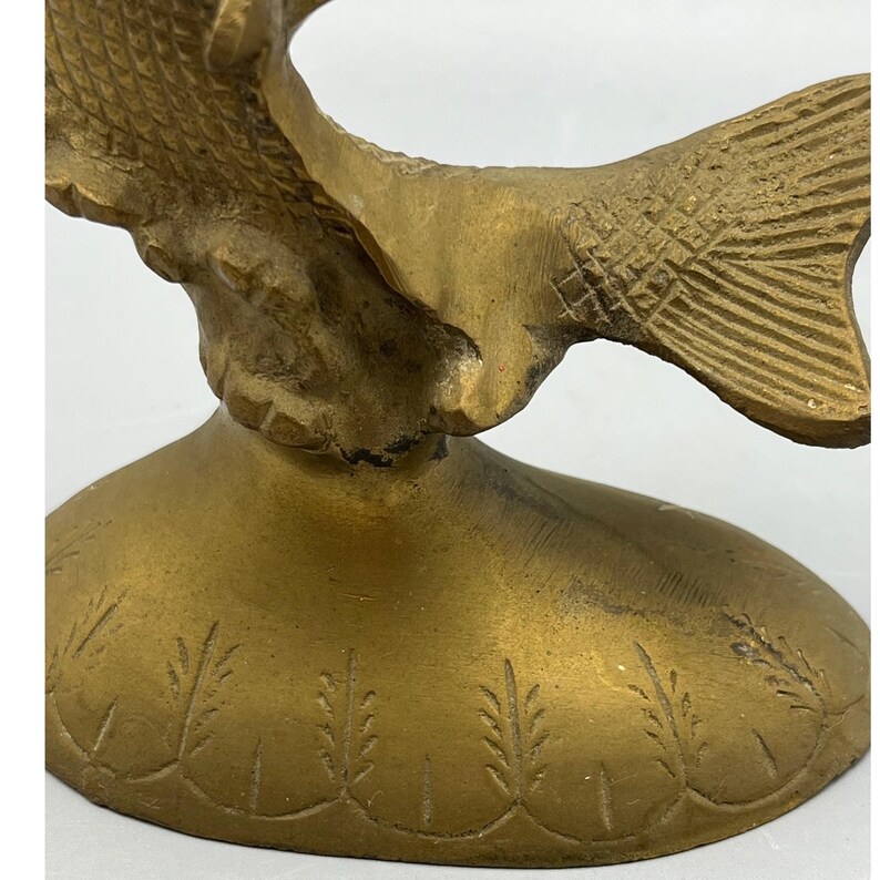 Vintage Bronze Leaping Jumping Fish Sculpture 7.5