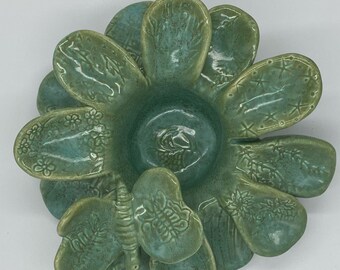 Unique Green Flower Pottery Butterfly flower pottery