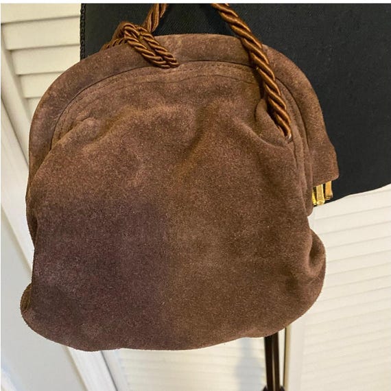 BRIZZOLARI Brown SUEDE Leather CROSSBODY Tassel Purse Made in Italy View 3