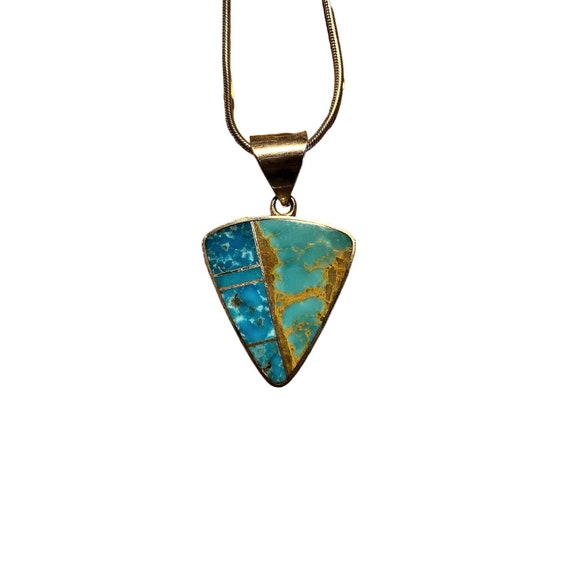 Natural Turquoise and  Sterling Silver  pendant b… - image 1