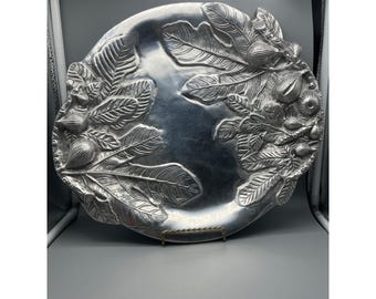 RH Macy & Co Large Pewter Serving Tray  Made in India