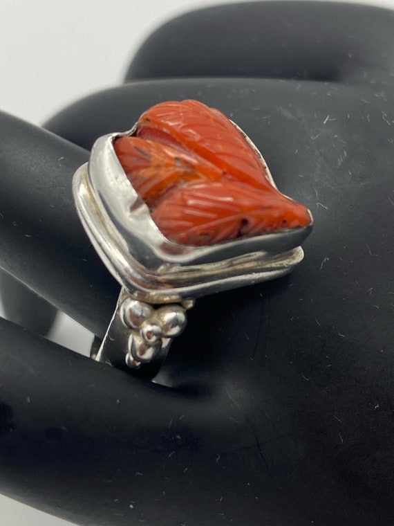 Raw coral  MC 925 Sterling Silver  ring
