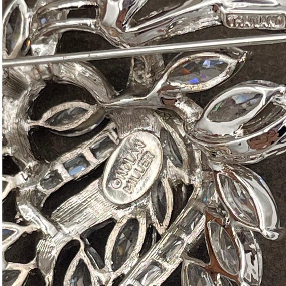 Nolan Miller Glamour Collection Silver Tone Marquise CZ Spray Brooch Pin Org box View 4