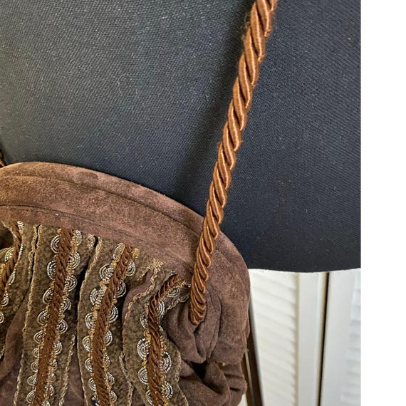 BRIZZOLARI Brown SUEDE Leather CROSSBODY Tassel Purse Made in Italy View 6