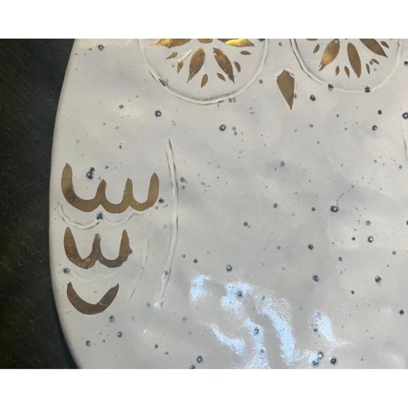 Anthropologie Lg Owl Portugal Pottery trivet Charcuterie platter decor Rare! image 8
