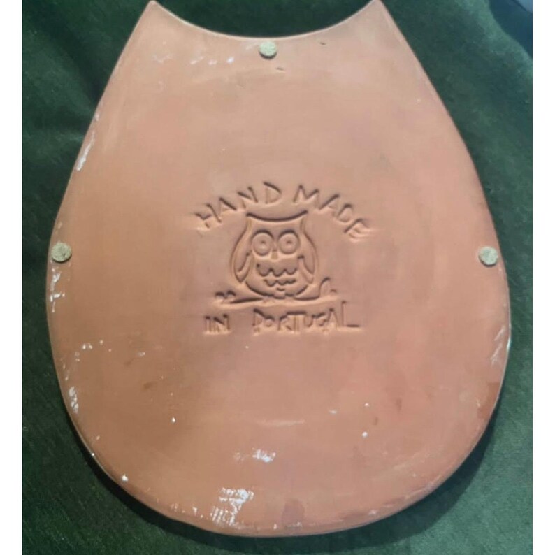 Anthropologie Lg Owl Portugal Pottery trivet Charcuterie platter decor Rare! image 2