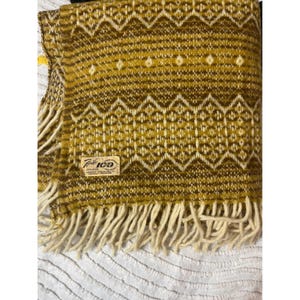 Vintage Faribo 100% wool throw blanket "Mesa"Gold SW Faribault Woolen Mill Co.