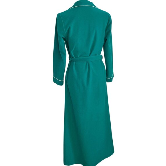 Vintage Kayser Long Green & White Tie Front Wrap Robe Dressing Gown Petite Soft