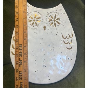 Anthropologie Lg Owl Portugal Pottery trivet Charcuterie platter decor Rare! image 5