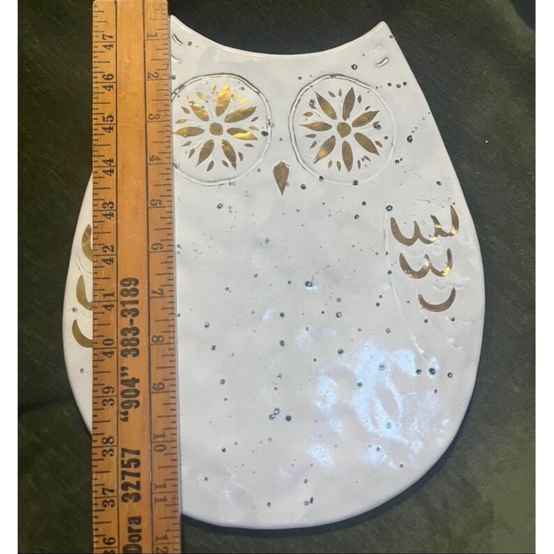 Anthropologie Lg Owl Portugal Pottery trivet Charcuterie platter decor Rare! image 5