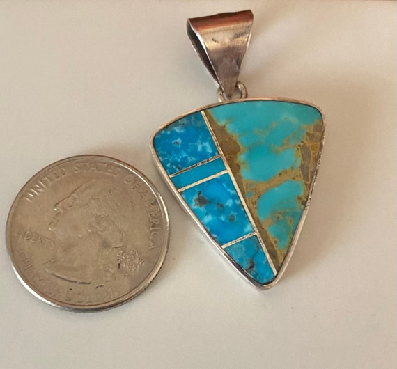 Natural Turquoise and  Sterling Silver  pendant b… - image 4