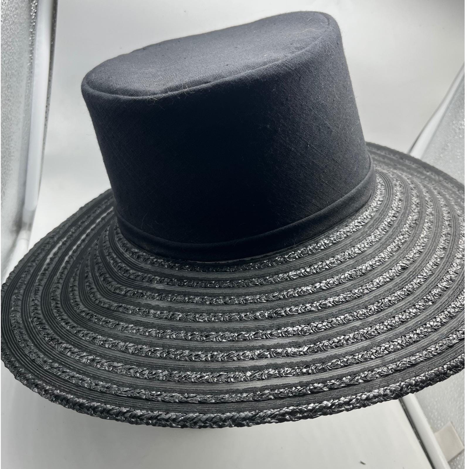 Vintage Marche Exclusive Black Wide Brim Hat Tall Crown  display picture 2