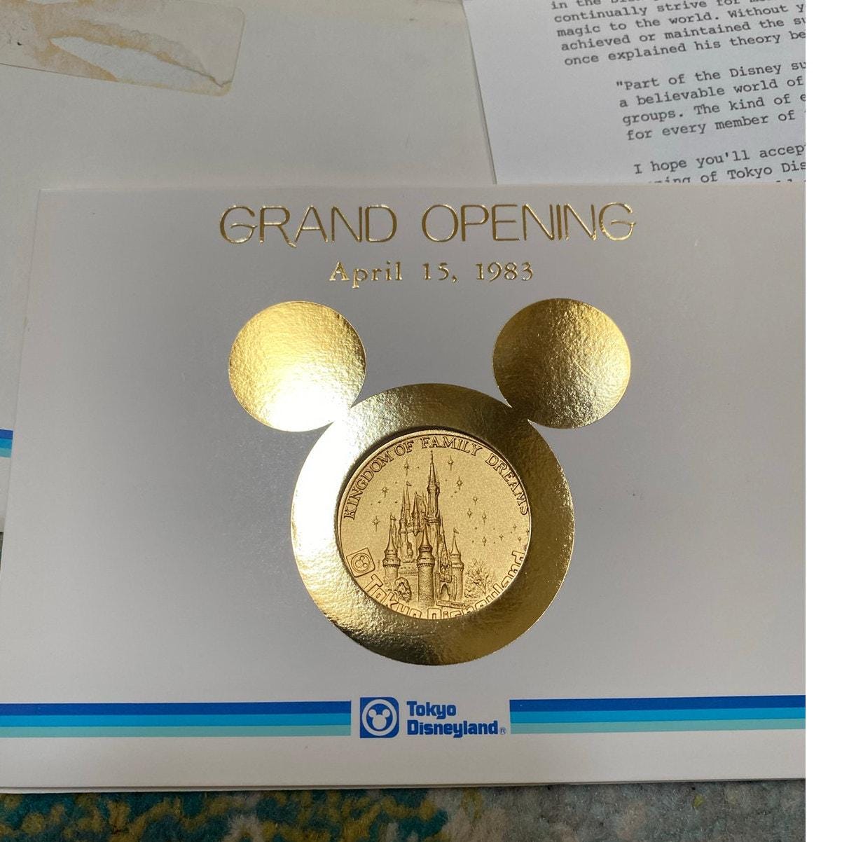Vtg 1983 Disneyland Tokyo Japan Grand Opening Coin Medallion