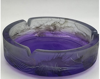 VTG Ambiente Zwiesel Duitsland Satin Splash Art Glass Asbak Jaren 80 Mat MCM ZELDZAAM