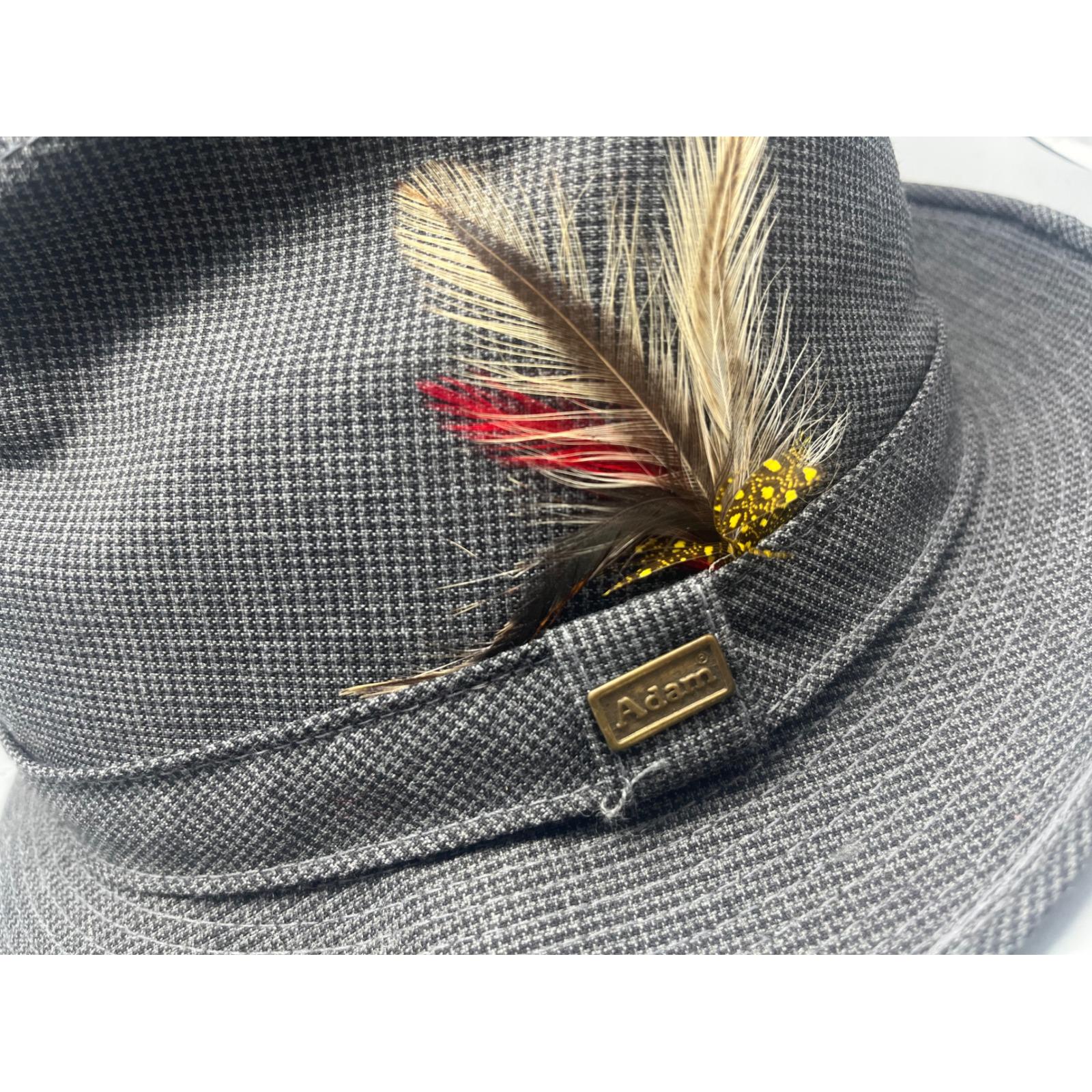 Adams Hats Mens Size Medium Wool Crushable Fedora Feather Gray Tweed Vintage USA Adams Hats Mens Size Medium Wool Crushable Fedora Feather  main image 3