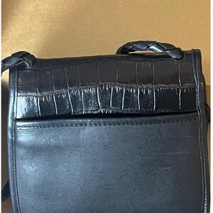 Vtg Brighton Braided Heart Saddle Bag croc embossed Box and Dustbag 1990s image 7