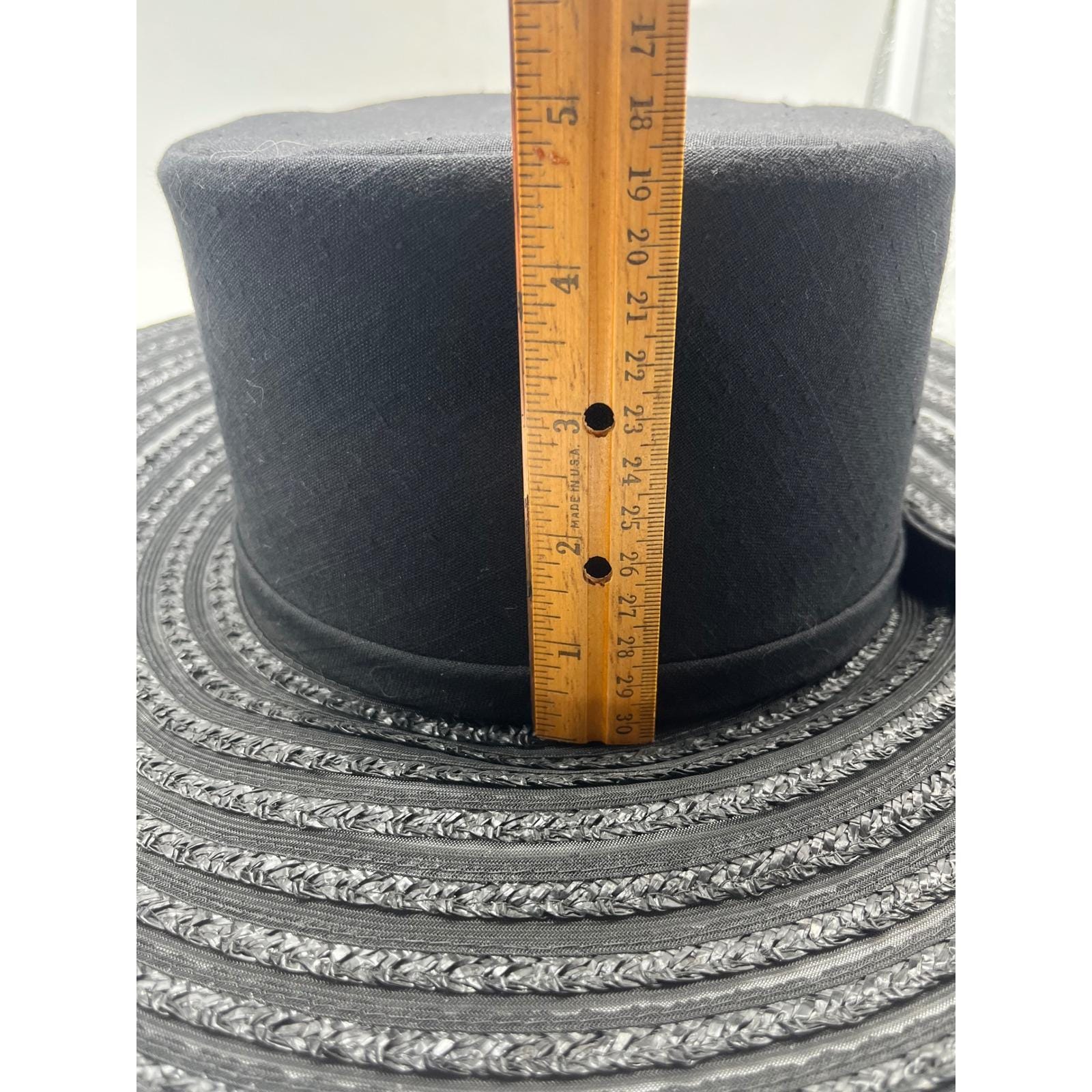 Vintage Marche Exclusive Black Wide Brim Hat Tall Crown  display picture 3