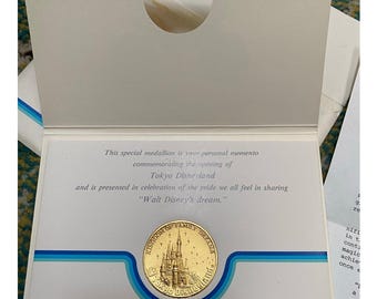 Vtg 1983 Disneyland Tokyo Japan Grand Opening Coin Medallion
