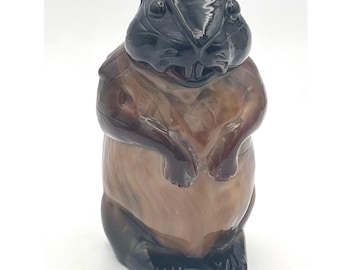 Vintage Imperial Glass Caramel slag glass woodchuck groundhog Ohio 60s