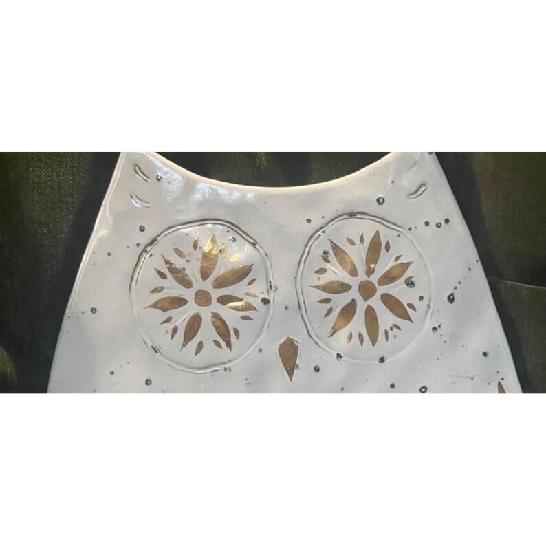 Anthropologie Lg Owl Portugal Pottery trivet Charcuterie platter decor Rare! image 3
