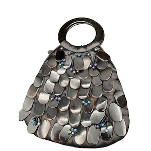 Vintage Mad Bags Handtasche/Handtasche Schwarz Teardrop Seide und Muschel "Y2k ""Jangle""."