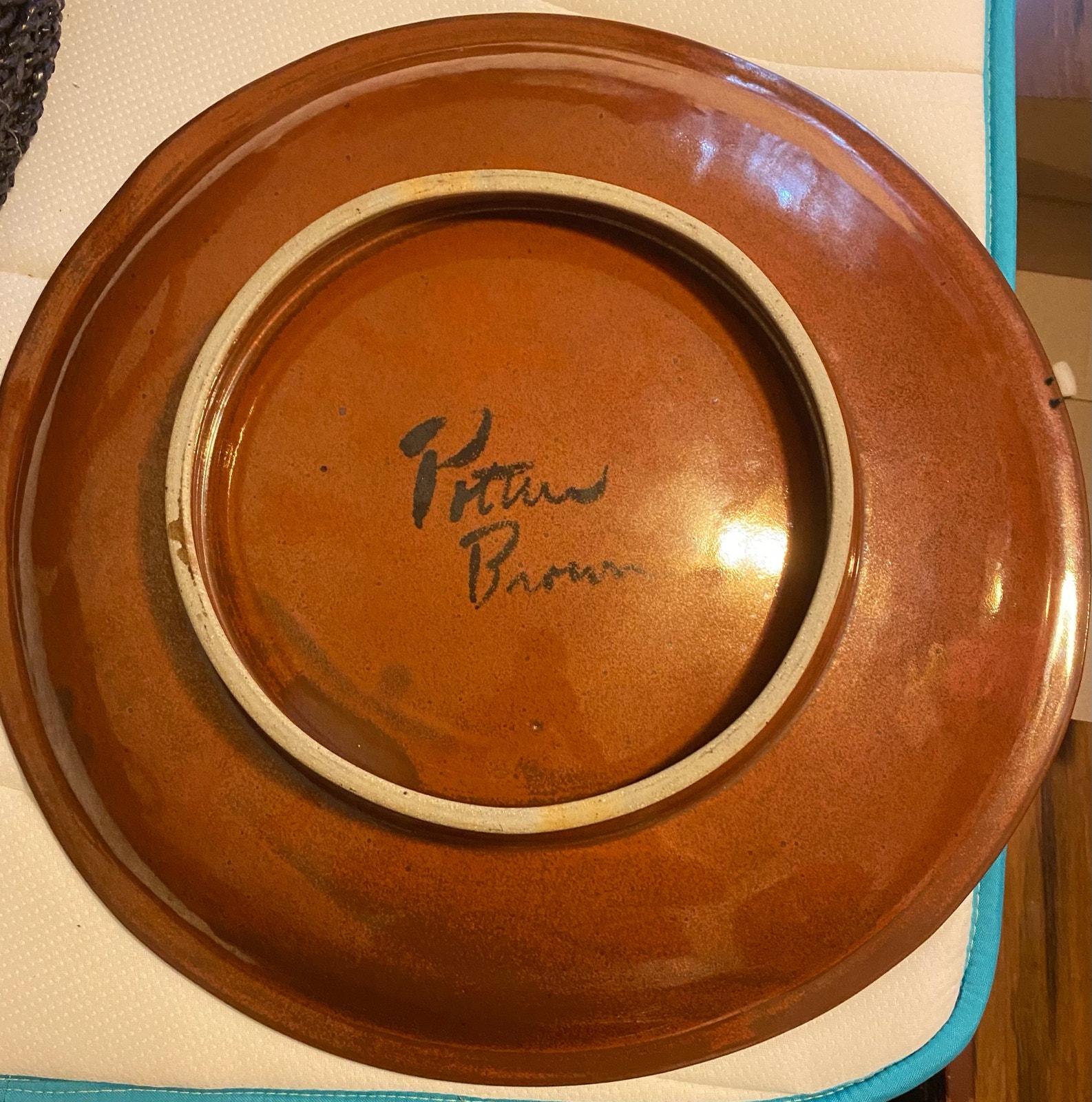 工芸品 Bjufdcu Potters Brown Signed Low Bowl Contemporary Doug Potters