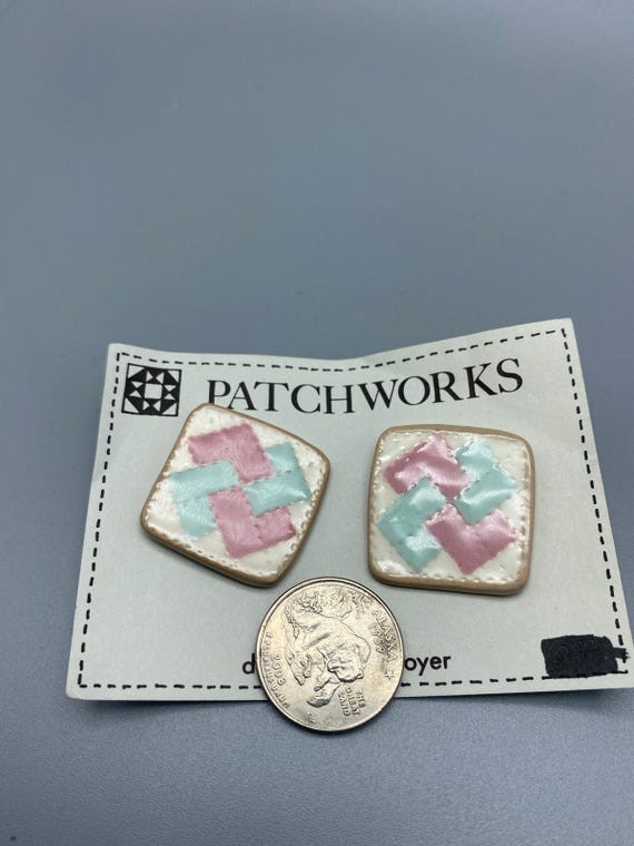 Patchworks quilting Handmade Ceramic vintage larg… - image 5