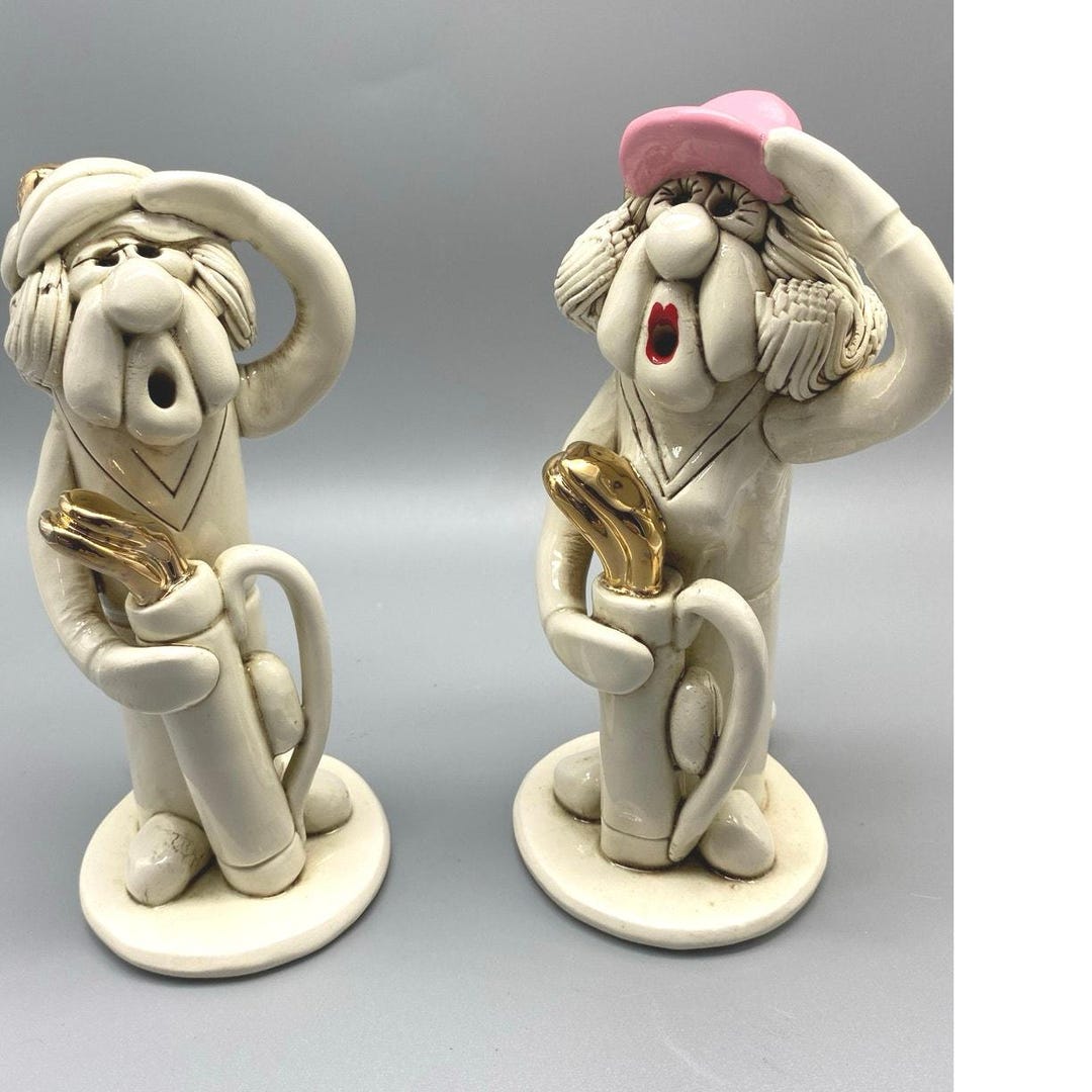 Tweeples World Ceramic Lady Golfer Joe Peck. Whimsical Also a