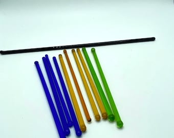 Glass Swizzle Sticks Cocktail Stirrer Glass Vintage Rods Bar Lot Of 11