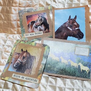 Cartões de diário de cavalo, pontos de escrita de diário de lixo, natureza, animais, pontos de dobra majestosos, bolsos de scrapbook