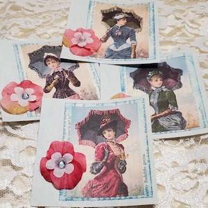 Vrouwen in blauwe notitiekaarten shabby chic cottage core vintage stijl dames uit de periode opbergzakjes schrijfplekken blauw