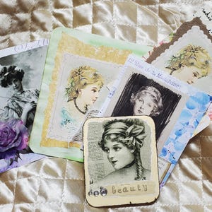 Five Women Journal Cards, junk journal cards, ephemera, handmade, vintage women, vintage inspired, junk journal pockets, tuck spots, toppers