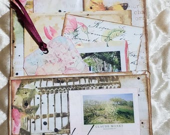 Stuffed envelope side pocket junk journal small ephemera writing homemade treasure altered memories tags unique shabby chic cottage core