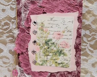 Shades of Pink travelers notebook, junk journal, vintage inspired, standard TN, writing, memory keeper, handmade notebook, handmade journal