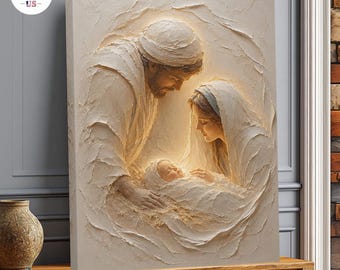 Holy Family Nativity Canvas Print, Religious Christmas Wall Art