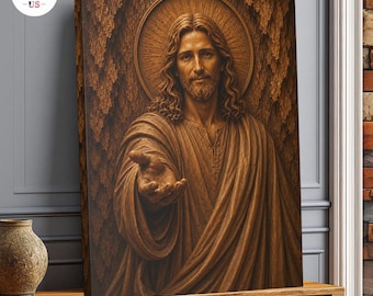 Lienzo con la mano de Jesús extendida, arte mural religioso cristiano, decoración del hogar.