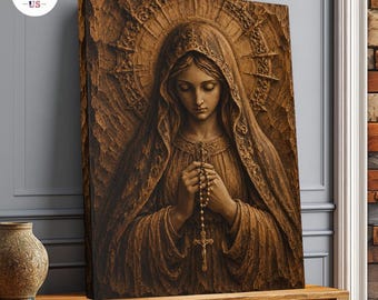 Lienzo con la imagen de la Virgen María, obra de arte de Nuestra Señora de la Oración, decoración religiosa para el hogar.